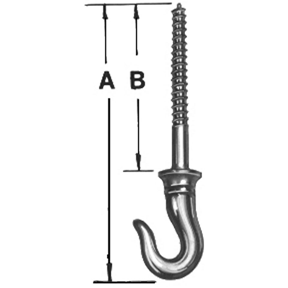 Takkrok av mässing 2½” skruvlängd A=105 B=63