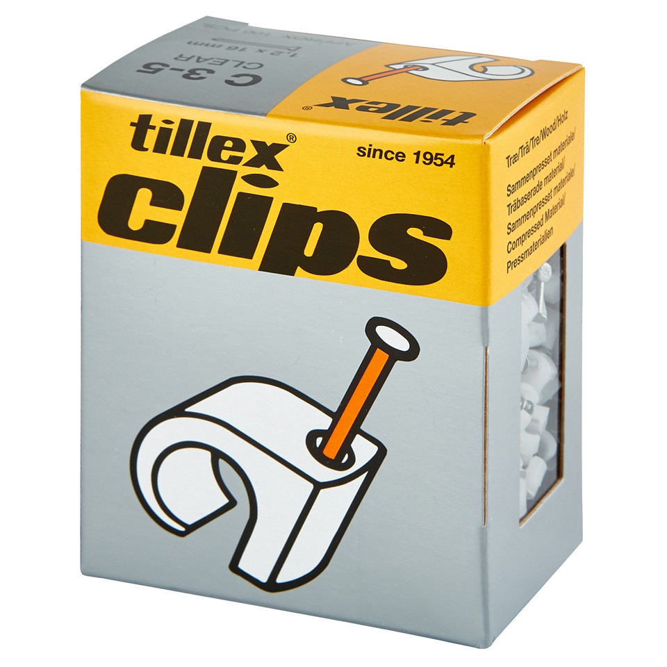 Tillex Clips 3-5mm kabel (spiklängd 16mm) natur (100/pak)