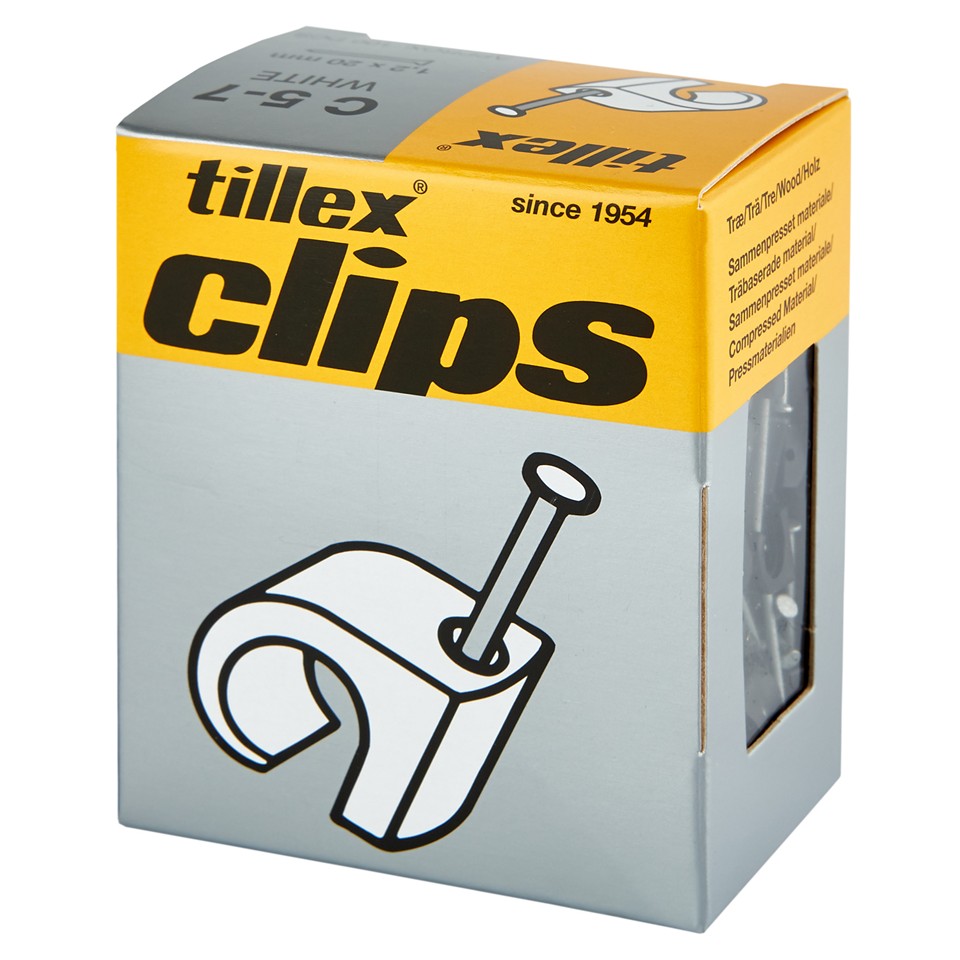 Tillex Clips 5-7mm kabel (spiklängd 20mm) svart (100/pak)