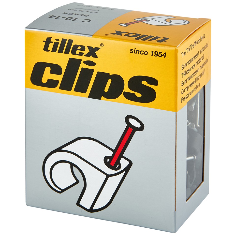 Tillex Clips 10-12mm kabel (spiklängd 30mm) svart 100/pak