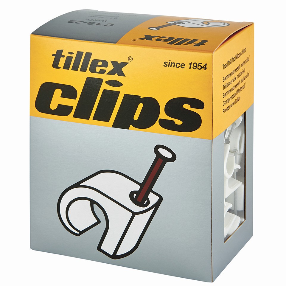 Tillex Clips 18-22mm kabel (spiklängd 45mm) vit (100/pak)