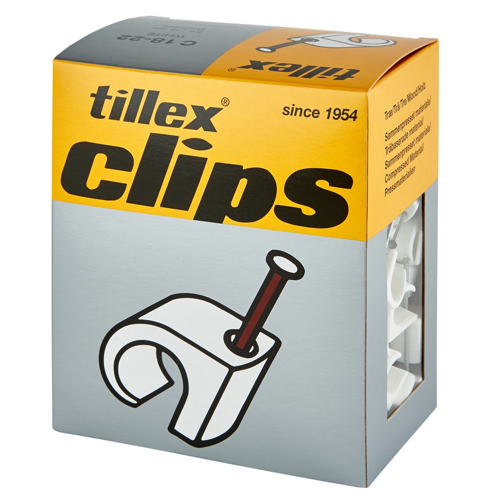 Tillex Clips 18-22mm kabel (spiklängd 55mm) vit (100/pak)