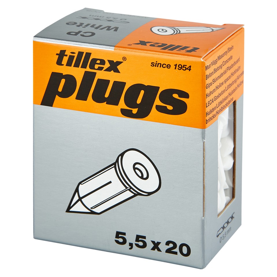 Tillex spikplugg vit 55x20mm