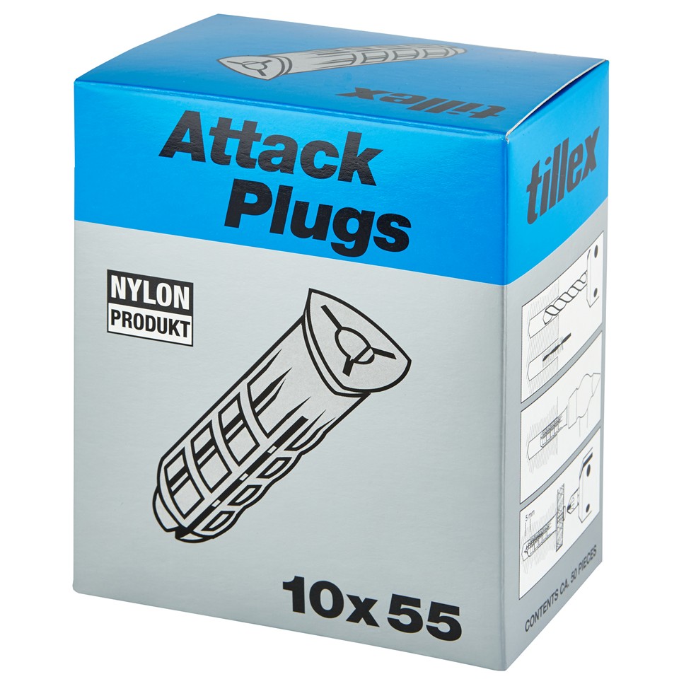 Tillex Attack plugg 10x55mm Grå 50st