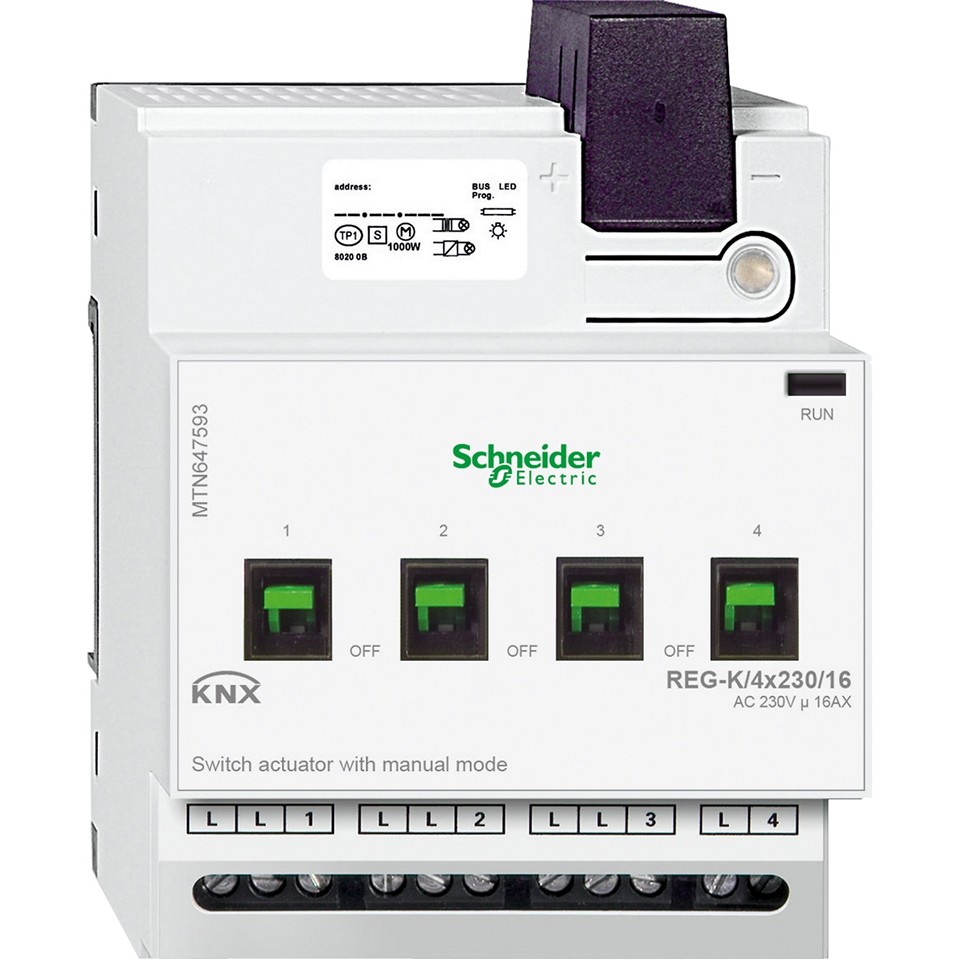 Schneider KNX Brytaktor 4×230/16A DIN-K Handmanöver