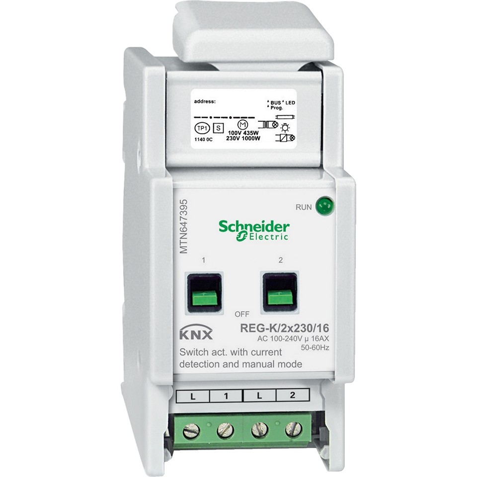 Schneider KNX Brytaktor 2×230/16A Strömdetektering DIN-K