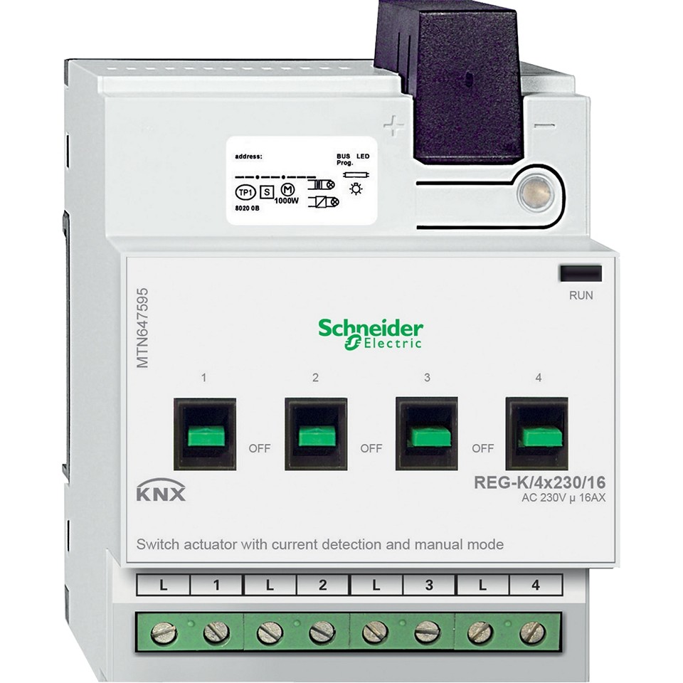 Schneider KNX Brytaktor 4×230/16A Strömdetektering DIN-K