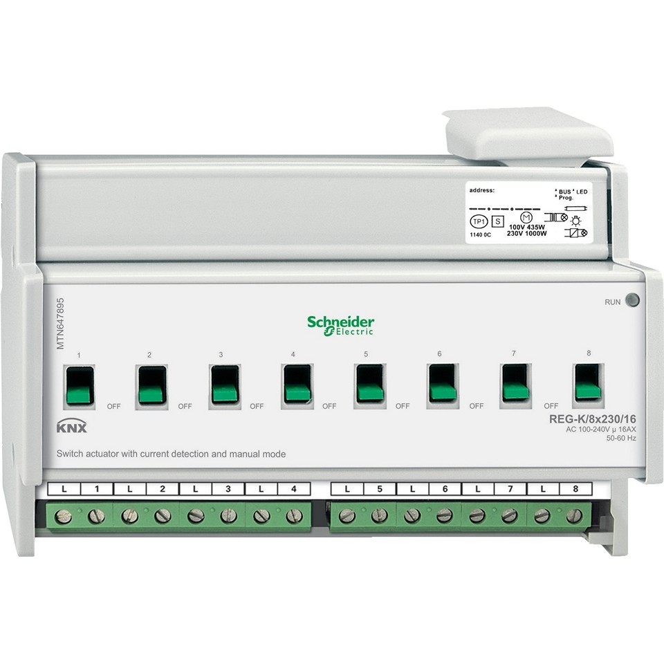 Schneider KNX Brytaktor 8×230/16A Strömdetektering DIN-K