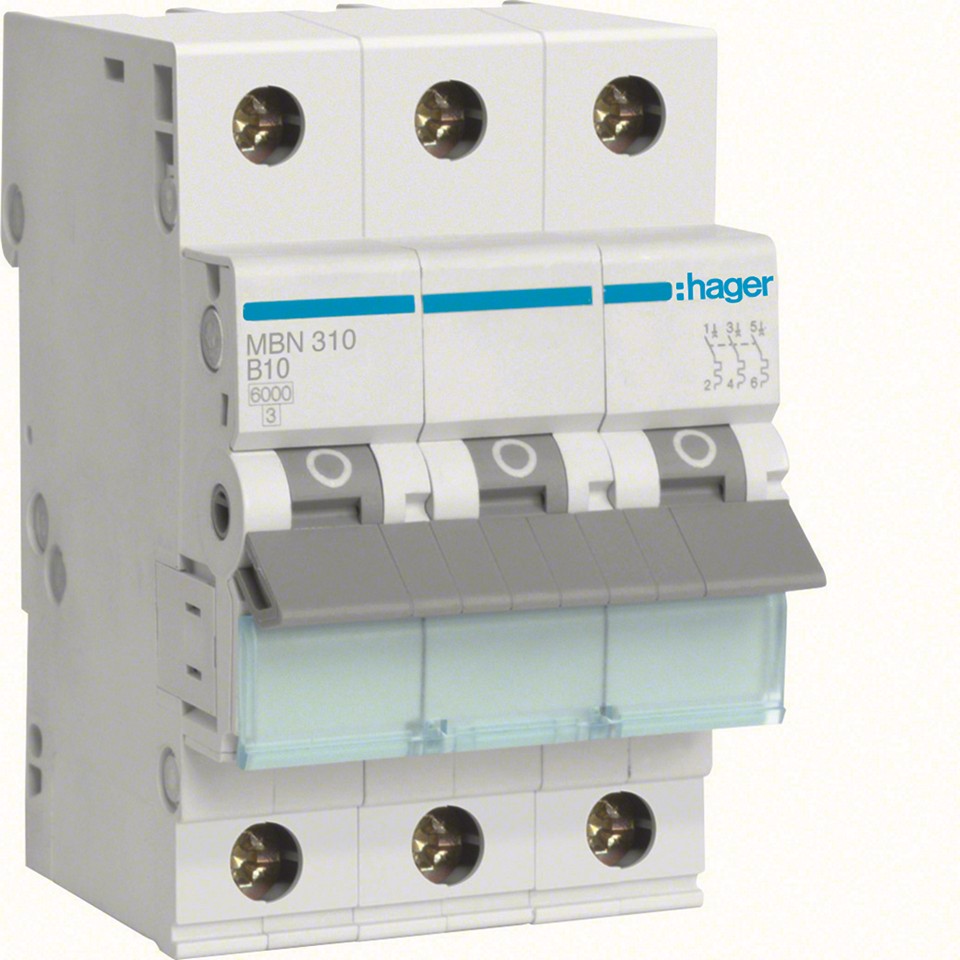 Dvärgbrytare Hager MBN310 10A 3-pol