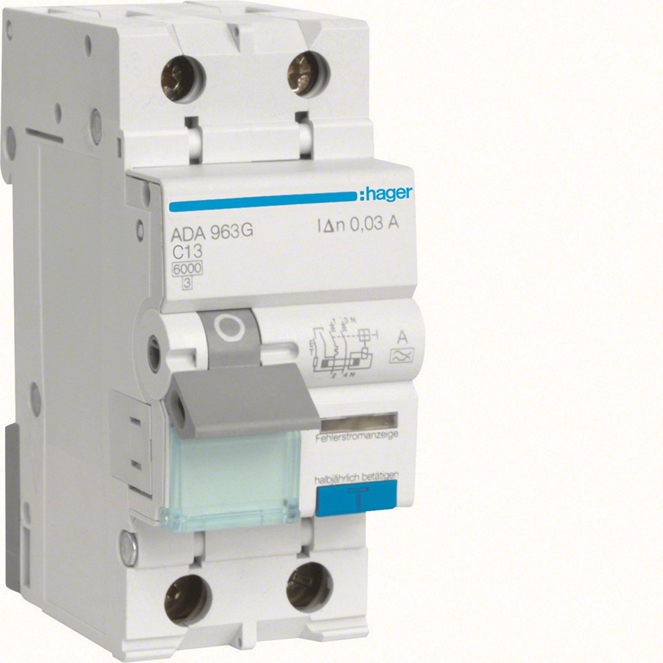 Hager Personskyddsautomat 13A ADA963G C-karakteristik 2-mod