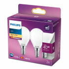 Philips LED Frostad Klot 4,3W (40W) E14 2700K 2-pack