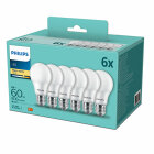 Philips LED Standard Opal 8W (60W) E27 2700K 6-pack