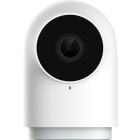 En bild frn Elbutik.se som visar Aqara G2H Camera Hub, en hgupplst smart vervakningskamera. Kameran kan anvndas med upp till 64 enheter samtidigt och r kompatibel med HomeKit. Den kan spela in vid rrelsedetektering till iCloud eller ett Micro-SD-kort.