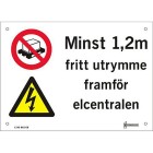 Skylt minst 1,2m fritt utrymme