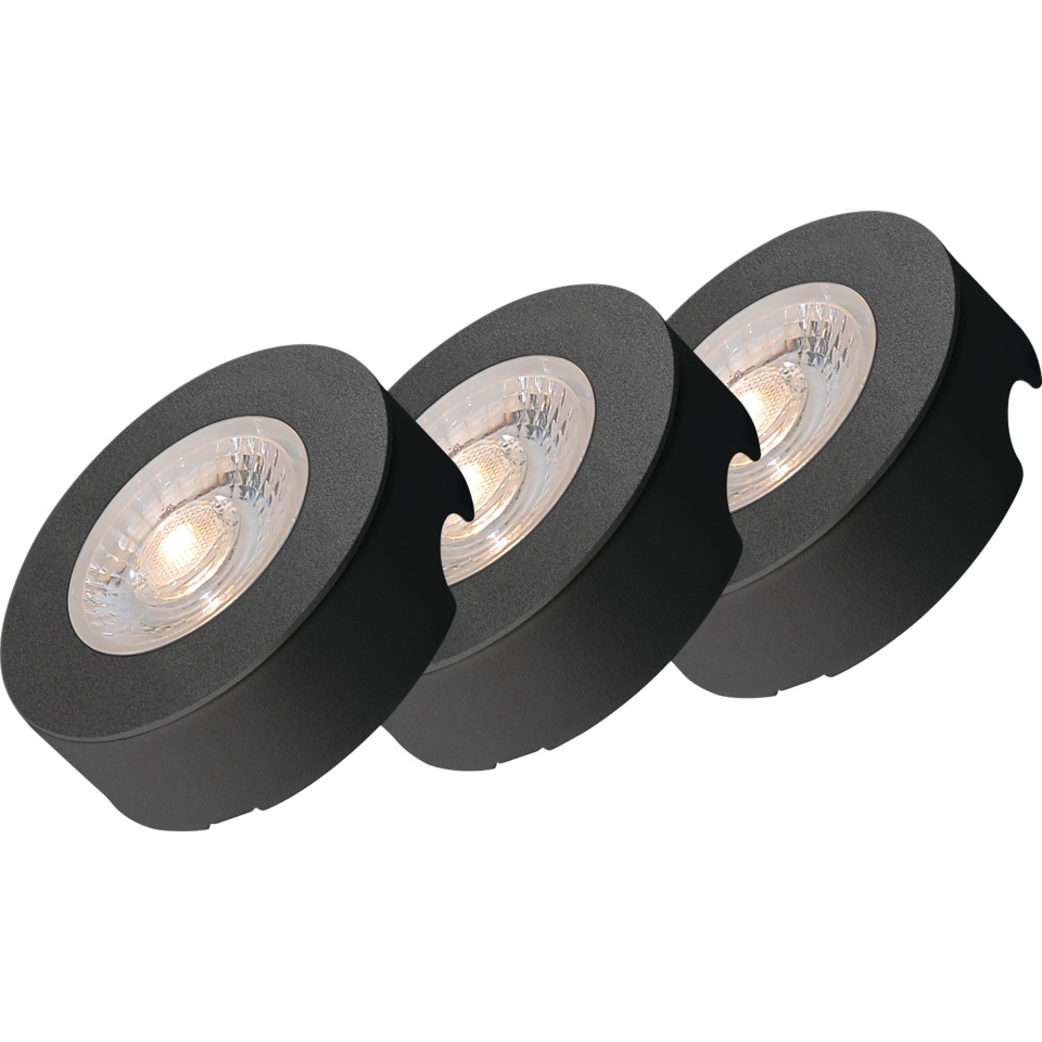 Namron Skåpbelysning LED Spot 3W Svart 3-pack