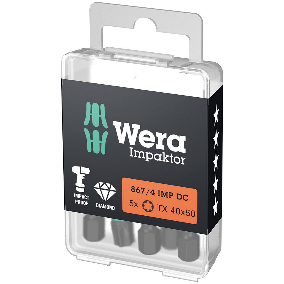 Wera 867/4 IMP DC TORX DIY Impaktor TX 40 x 50 mm 5 delar