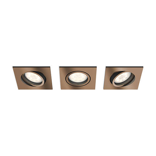 Philips SHELLBARK recessed copper 3×4.5W SELV