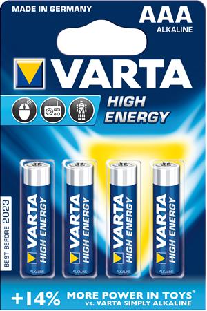 Varta Batteri High Energy Typ AAA (LR03) 4st/fp