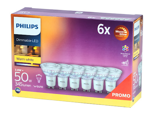 Philips LED GU10 3,8W (50W) 2700K 345lm 6-pack