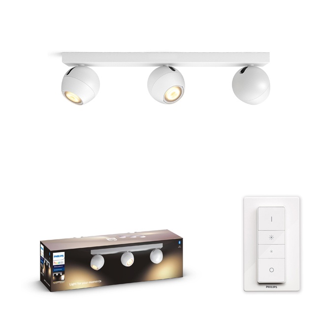 Philips Hue Buckram 3L Taklampa inkl. Dimmerswitch Vit