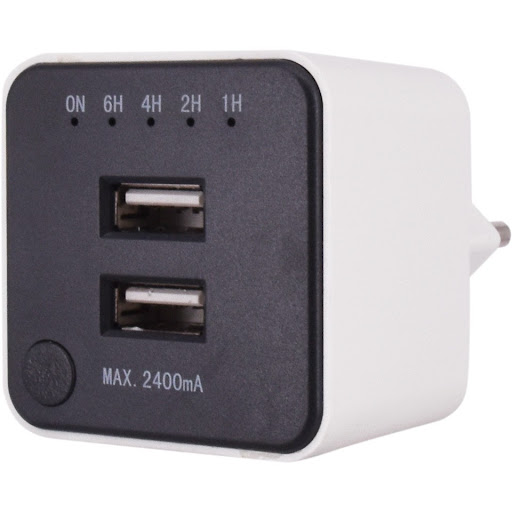 J&EL USB Laddare Timer Vit/Svart