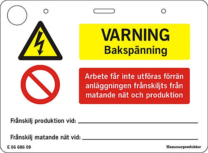 Hammarprodukter Skylt varning bakspänning Dekal