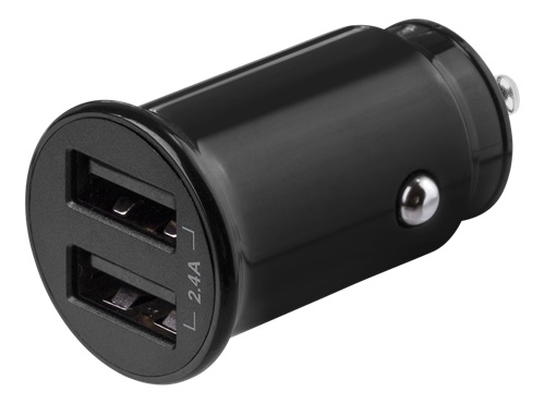 Deltaco 12/24V USB-billaddare USB-A portar 2.4A 12W svart