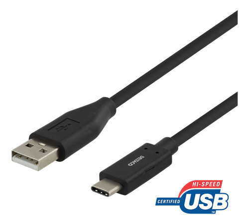 Deltaco USB-A till USB-C 3A 2m