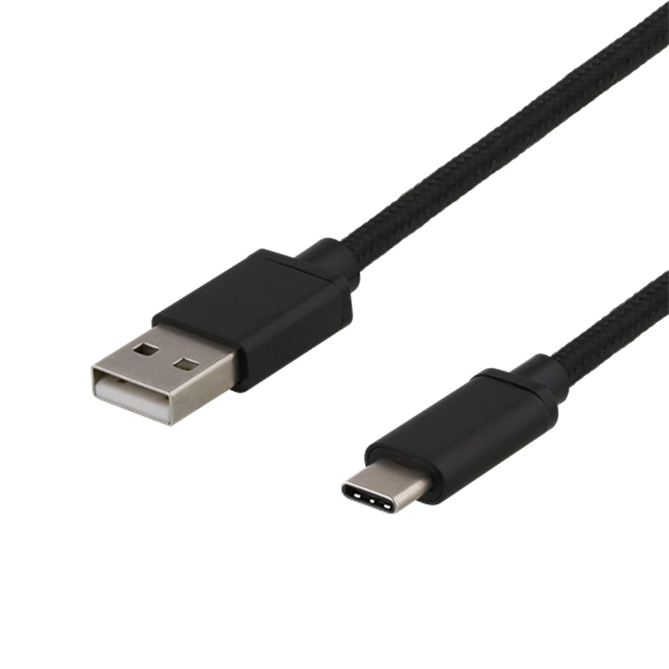 Deltaco USB-C till USB-A Svart laddningssladd 2m