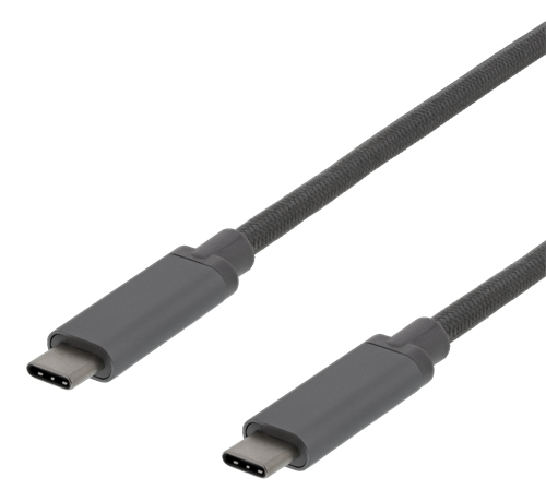 Deltaco USB-C till USB-C Laddningssladd 0,5m Grå
