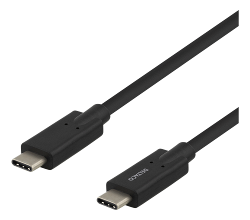 Deltaco USB-C till USB-C Svart laddningssladd 2m